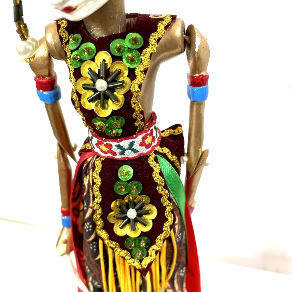Ukuran Nama Rama Wayang Golek Indonesia Wooden Stick Puppet w/Tag 15.5
